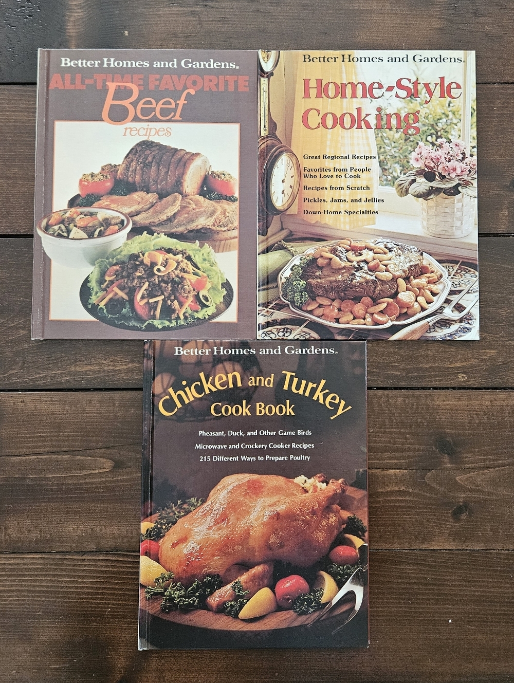 Vintage Better Homes And Gardens Hardcover 3 Cookbook Lot 1975-1977 Meat Recipes